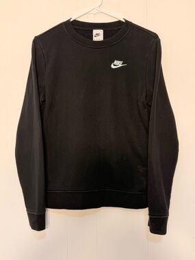 Nike Women’s Black Crewneck Sweatshirt with White Swoosh